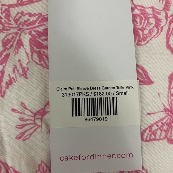 Cake For Dinner Claire Puff Sleeve Dress Garden Toile Pink Size Small NWT - Picture 2 of 9